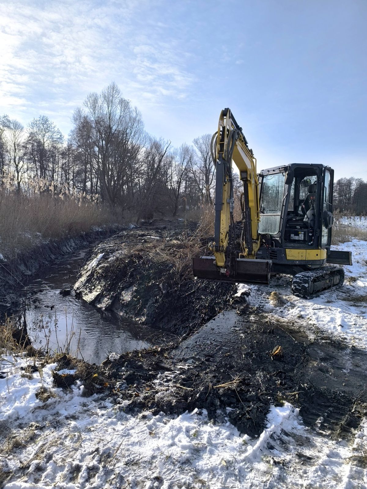 Minirypadlo Yanmar při čištění terénu